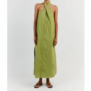 Like New Dissh Olivia Lime Cotton Halterneck Midi Dress